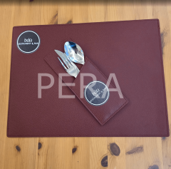 Bordo Deri Supla ve Çatal Bıçak Kılıfı Servis Seti