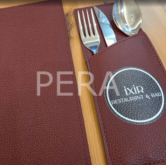 Bordo Deri Supla ve Çatal Bıçak Kılıfı Servis Seti