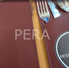 Bordo Deri Supla ve Çatal Bıçak Kılıfı Servis Seti